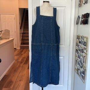 90s vintage square neck denim midi dress
